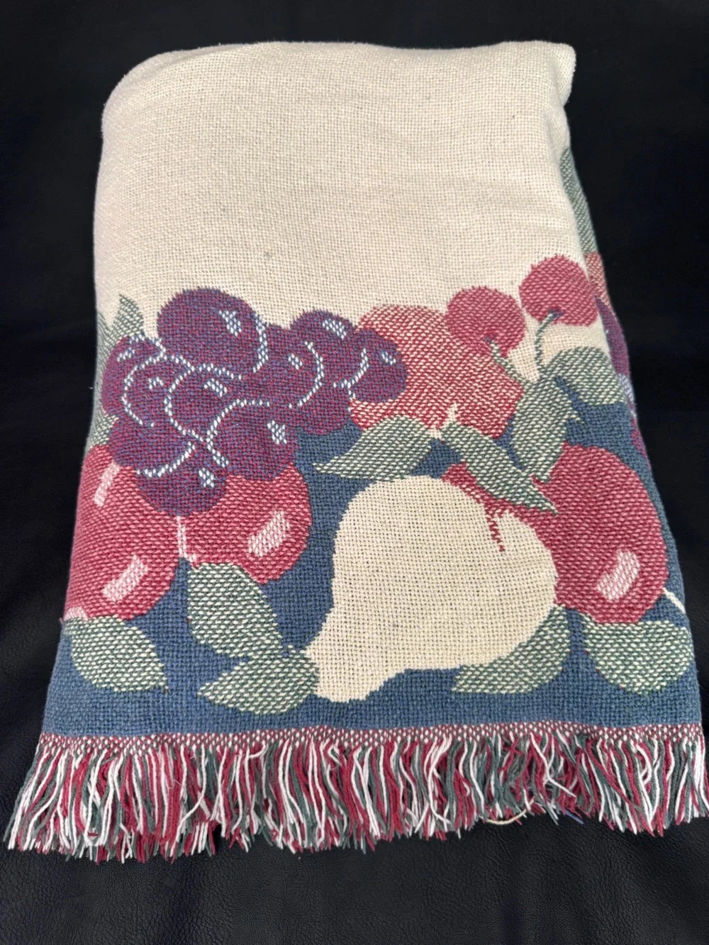 Vintage Fruit Tapestry Throw Blanket Farm Cottage Retro Apples Vineyard Grapes